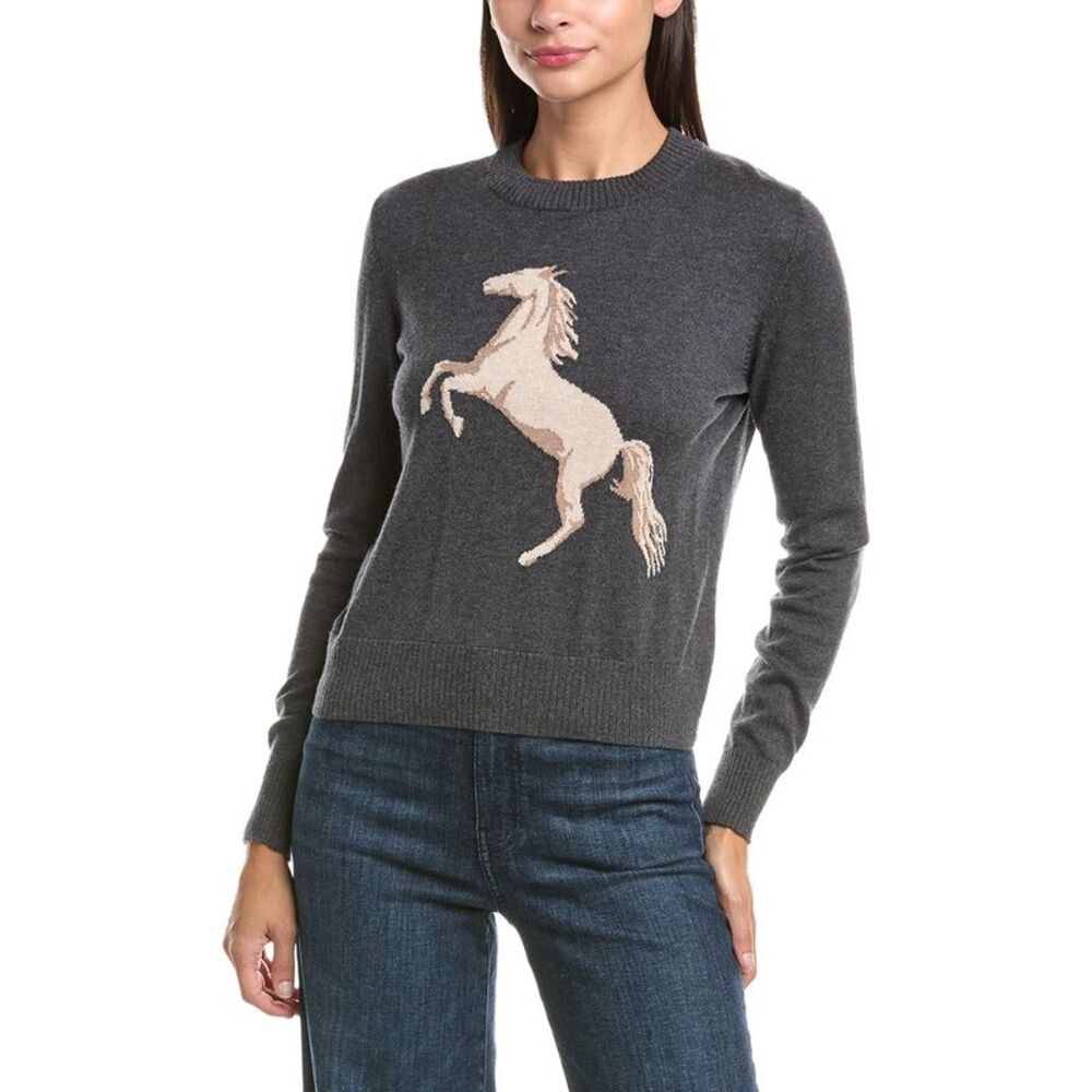 Hannah Rose Womens  Cashmere-Blend Bronco Sweater, Grey